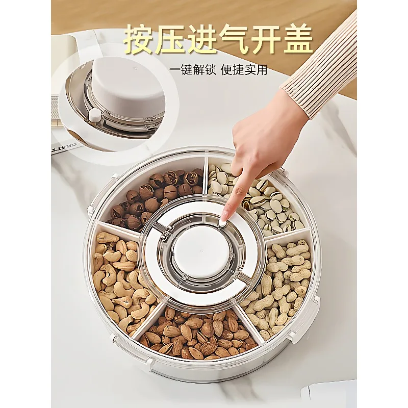 New Sealed Moisture-proof Compartment Nut Storage Box, Home Use Candy Snack Container for Living Room New Year