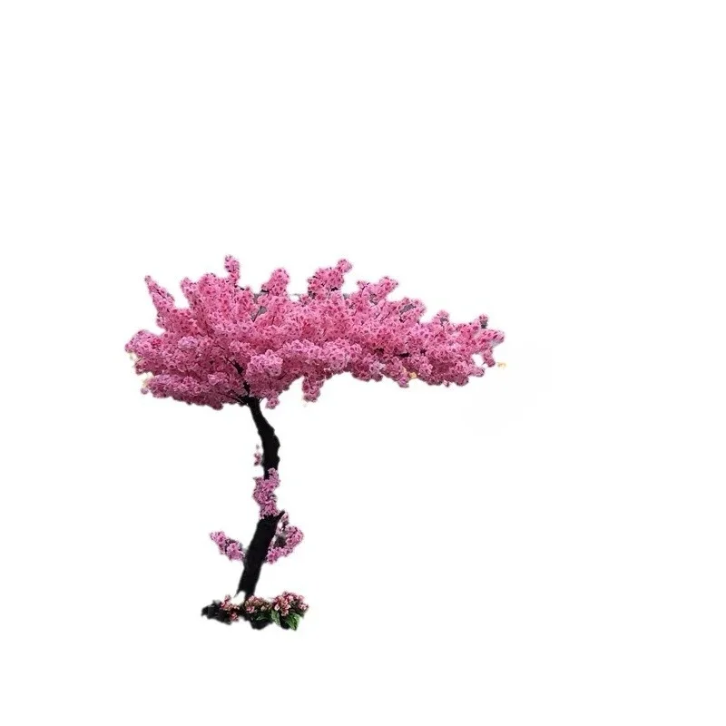 

Simulated plum blossom tree, large fake peach blossom tree, green plants decorated with cherry blossoms, placed, red plum