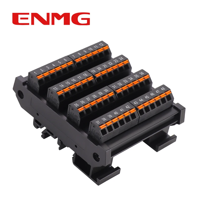ENMG DIN Rail Terminal Block 1 Input 2 Output Power Distribution Block 600V 30A Feed Through Connector for Control Cabinet