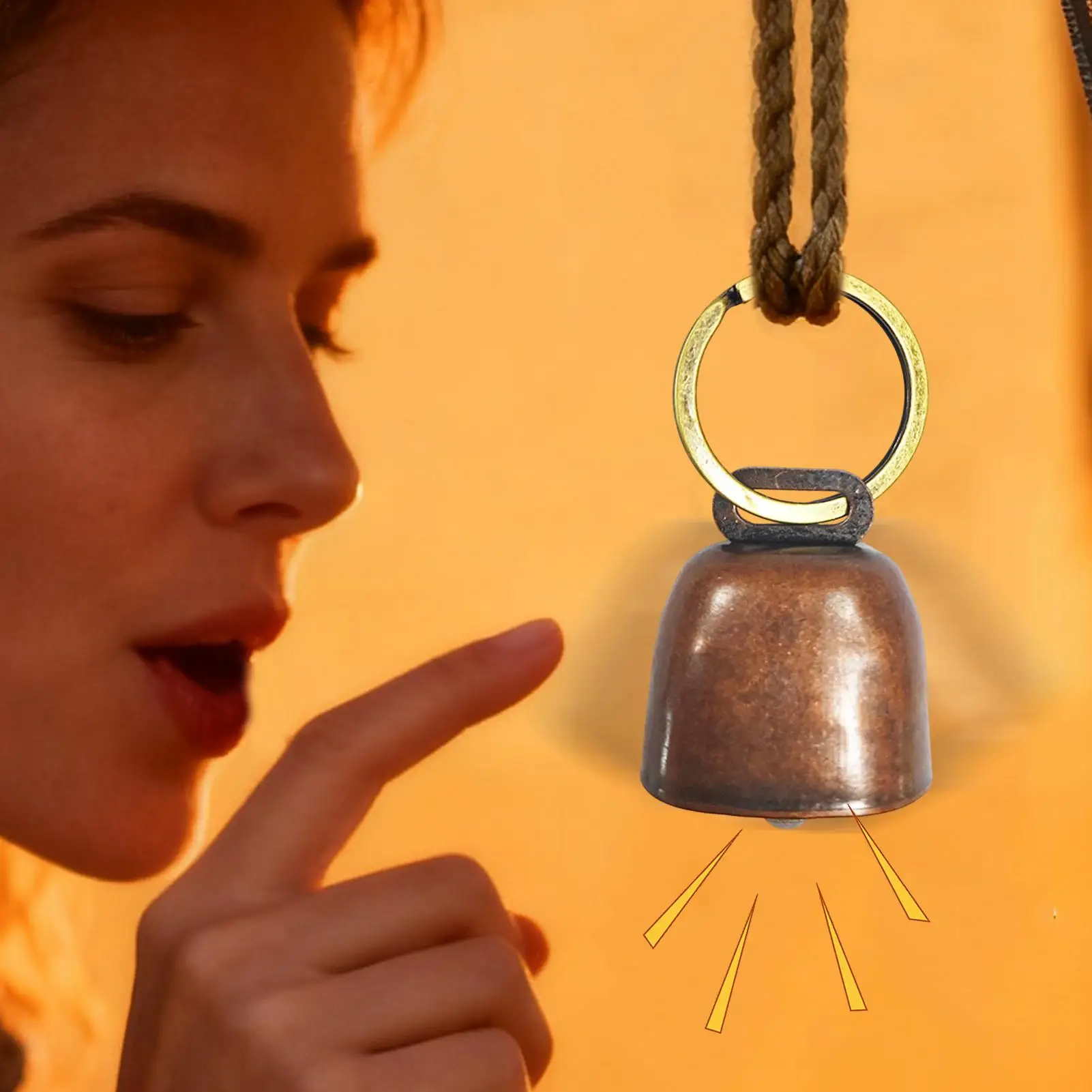 Bear Bell إنذار أمان للمشي لمسافات طويلة في الهواء الطلق مع حلقة عالية جرس تحذير نحاسي عتيق لحقيبة الظهر للتخييم، معدات النجاة في حالات الطوارئ