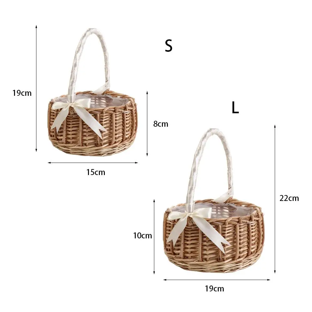 Bow Tie Photo Props For home Flower Basket Decoration Rattan Storage Basket Desktop Decoration Flower Basket Clutter Organizer