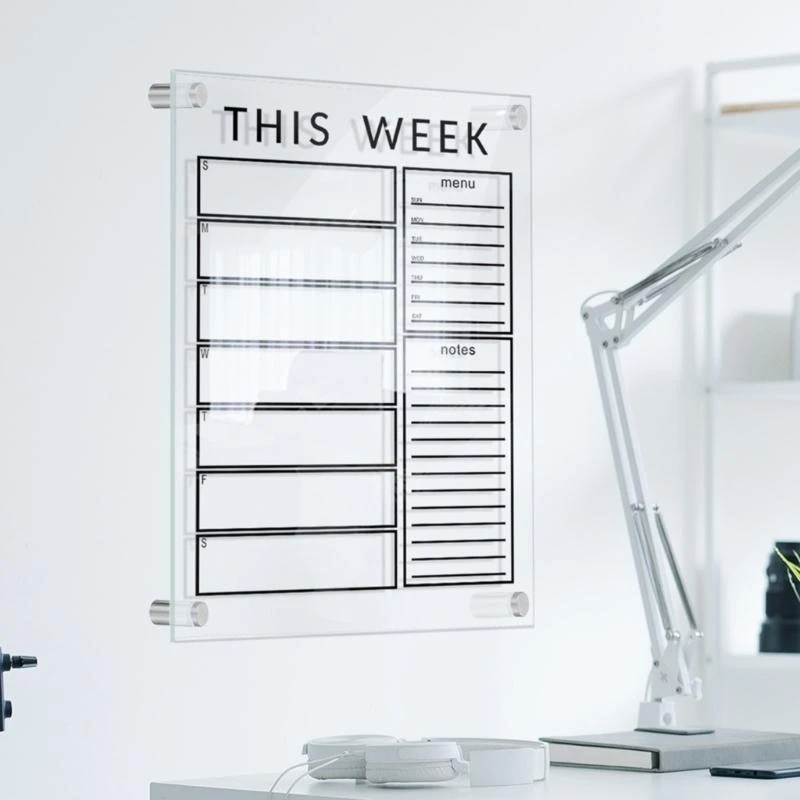 Reusable Calendar Whiteboard Weekly Planner Acrylic Calendar Board