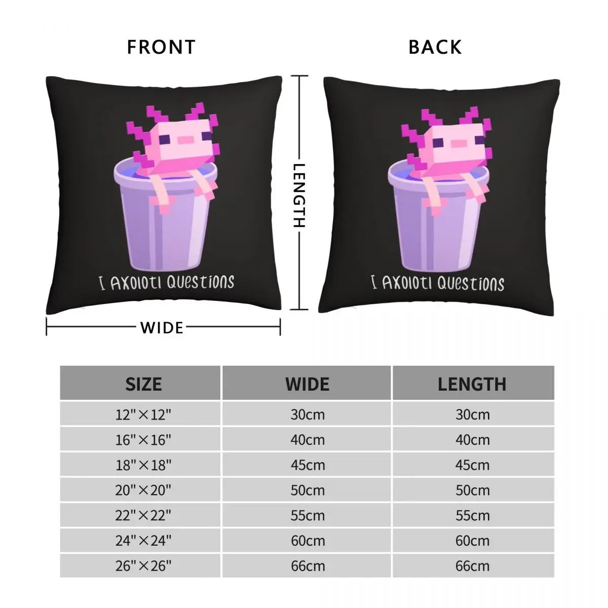 I Axolotl Questions Square Pillowcase Polyester Linen Velvet Pattern Zip Decor Pillow Case Home Cushion Case