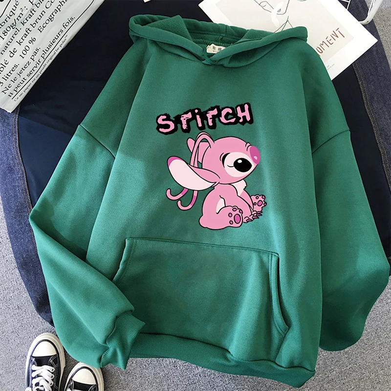 2024 streetwear Unisex Winter Disney Stitch Hoodies Women Harajuku Cute Anime Sweatshirt Manga Streetwear Hoody Female