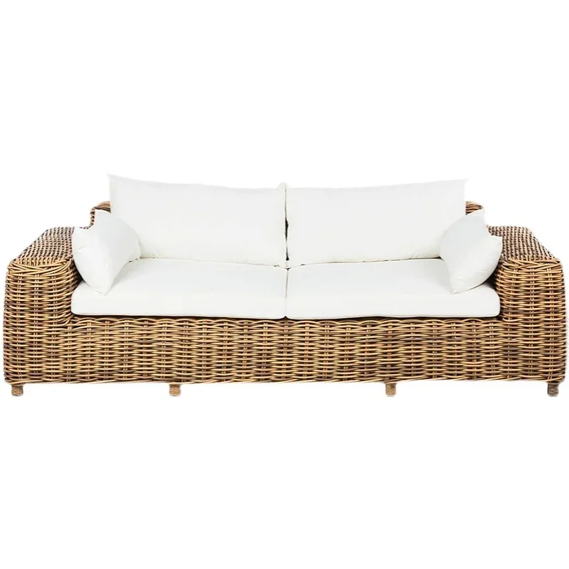 

Custom-made outdoor rattan sofa courtyard leisure balcony rattan chair sunscreen waterproof sun room rattan sofa furniture