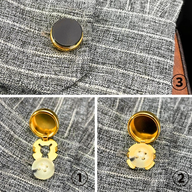 10 Stück Messing runde Manschettenknopfabdeckung Manschettenknöpfe für Hochzeit, formelles Hemd, Herren – Detail 3