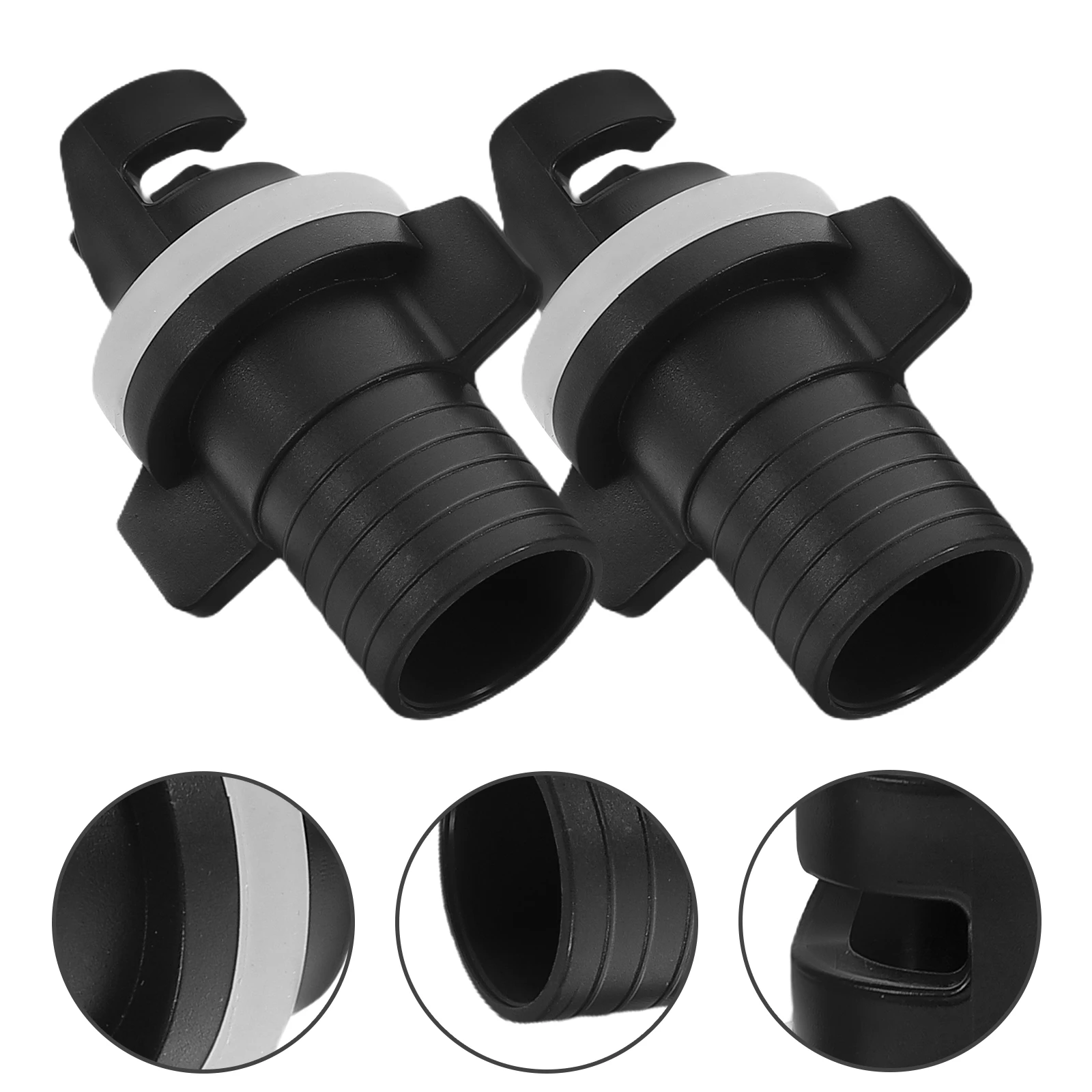 

2pcs Inflatable Boat Valve Adapter For Kayak Sup Pump Hose Connector Leakproof Sturdy Portable Black Boat Accessory