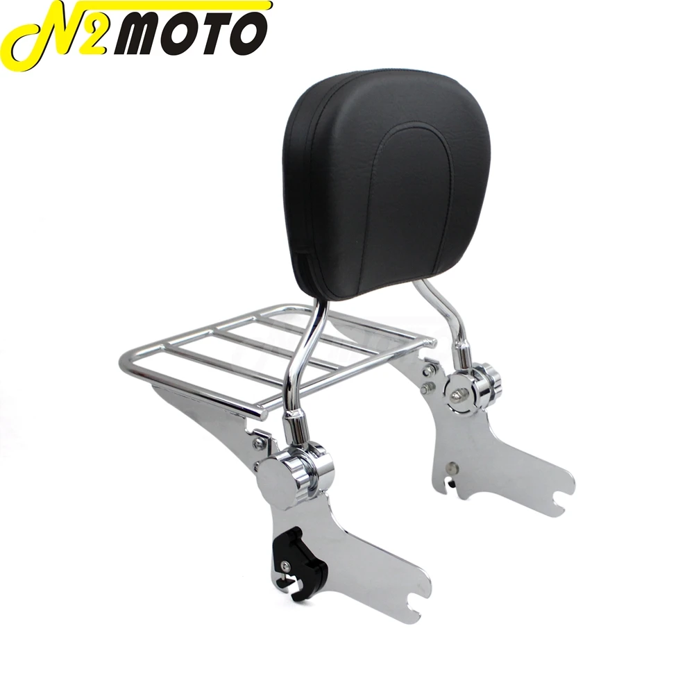 Motorcycle 1 Set Adjustable Detachable Sissy Bar Luggage Rack Rear Passenger Backrest Pad for Harley Touring FLHX FLHR FLTR