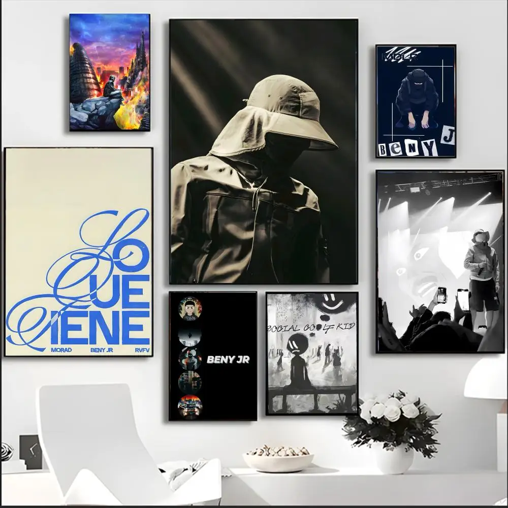 Rapero B-BENY J-JR pintura de Anime caligrafía HD lienzo impermeable póster arte: decoración de pared estética hogar, Bar y más