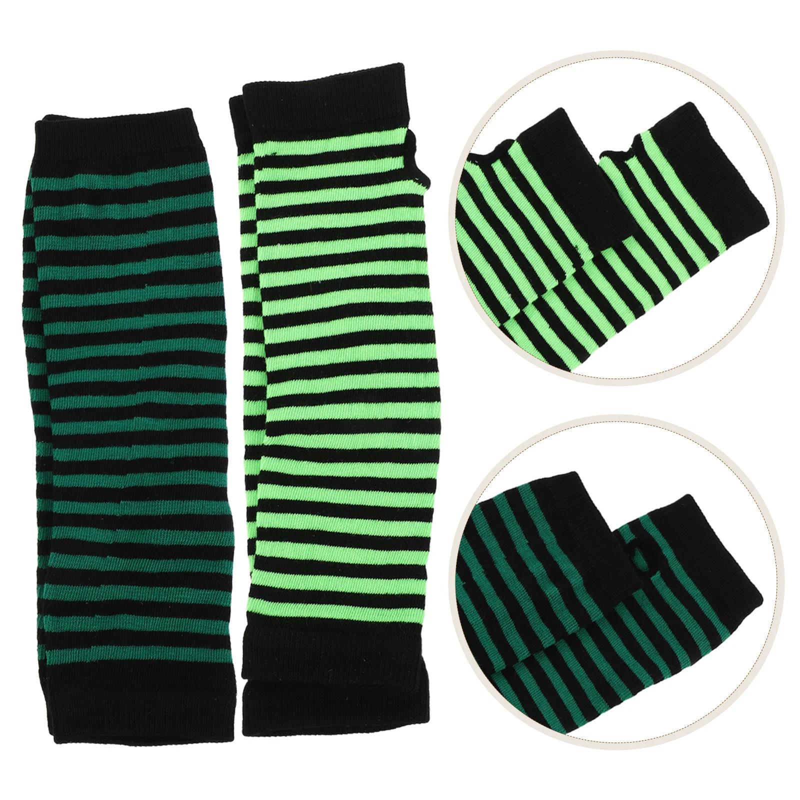 6 قطعة قفازات طويلة مخططة بدون أصابع للنساء لتدفئة الذراع المحبوكة نصف إصبع أخضر للهواتف الذكية تستخدم السيدات القيادة في الهواء الطلق