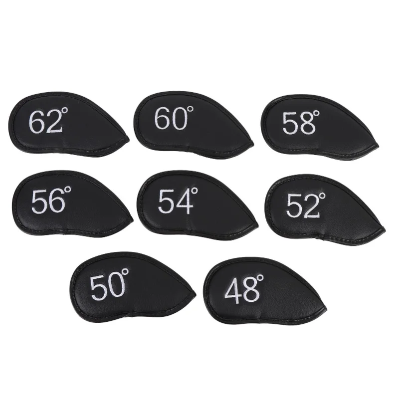 8 Fundas de Cuero PU para Palos de Golf Tipo Wedge, Protector de Cabeza de Hierro 48 ° 50 ° 52 ° 54 ° 56 ° 58 ° 60 ° 62 ° Cierre de gancho y bucle