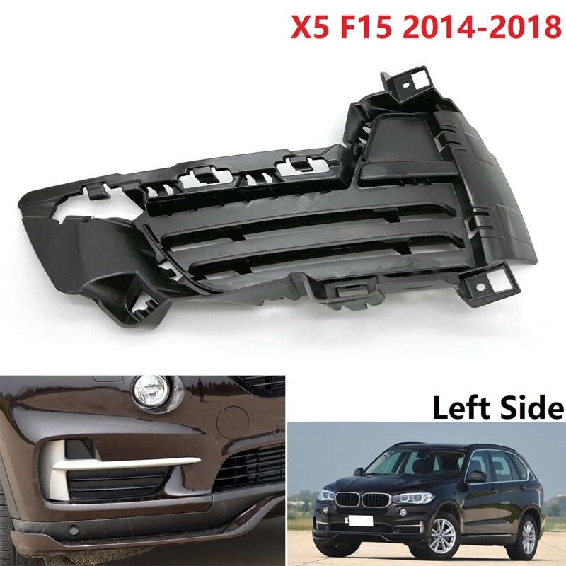 Left Side Front Bumper Grille Mesh Grill Cover Vent Black For BMW X5 F15 2014-2018 51117307993