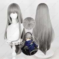 Bkornblume Cosplay Wig 85cm Long Straight Grey Gradient Wigs Heat Resistant Synthetic Hair