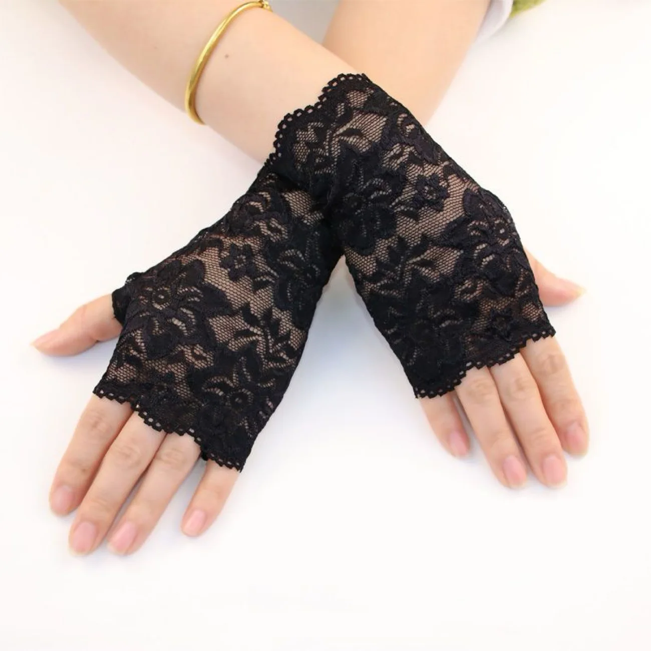 Lace gloves for women, summer outdoor decorative gloves, lace half-finger gloves