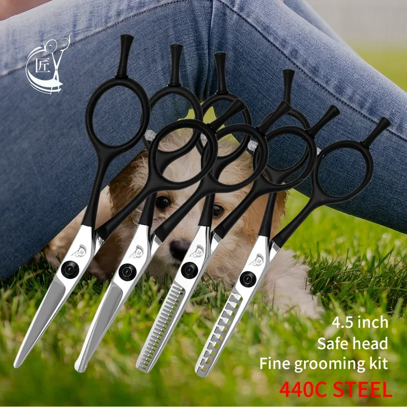 

Crane 4.5 Inch Professional Pet Scissors Set 440C Steel For Dog/Cat Fine Grooming Straight/Curved/Thinning/Chunker Shear Suits