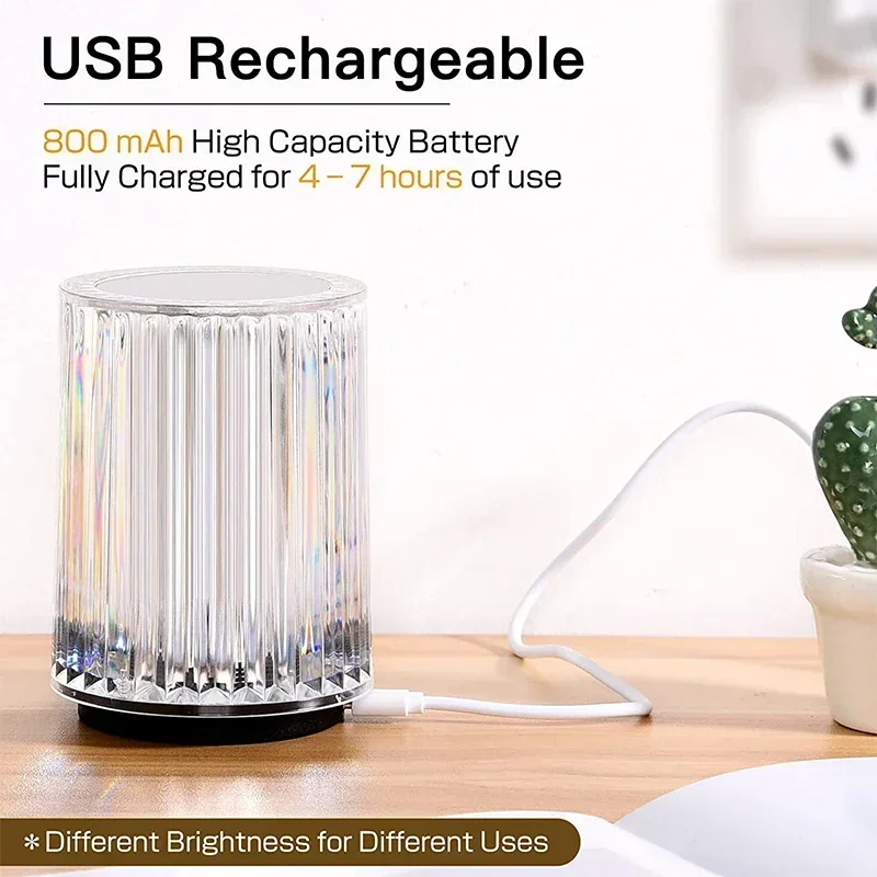 LED Dimmable Three Color Table Lamp Built-in 800mAh Rechargeable Battery Touch Switch Desk Reading Bedside Atmosphere Table Lamp