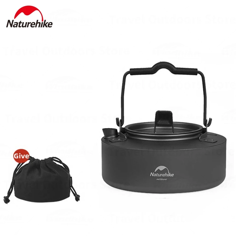 Naturehike Outdoor Kettle 185g Ultralight Pure Titanium Rapid Boiling Hanging Cookware Portable Camping Travel With Storage Bag