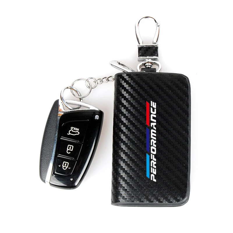 Carbon Fiber Car Key Fob Case Cover Keychain Zipper For BMW M Performance E46 E90 E60 F10 F30 E39 E36 F20 E87 G30 E92 E91 X5