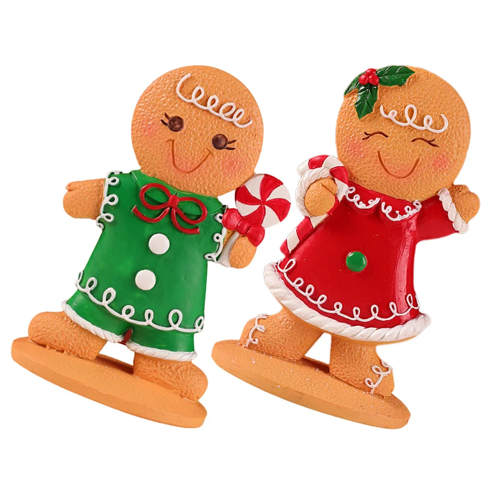 2 Pcs Christmas Gingerbread Man naments Large Size Girl Cane Boy Lollipop Cartoon Decorations Safe Materials Festive Table