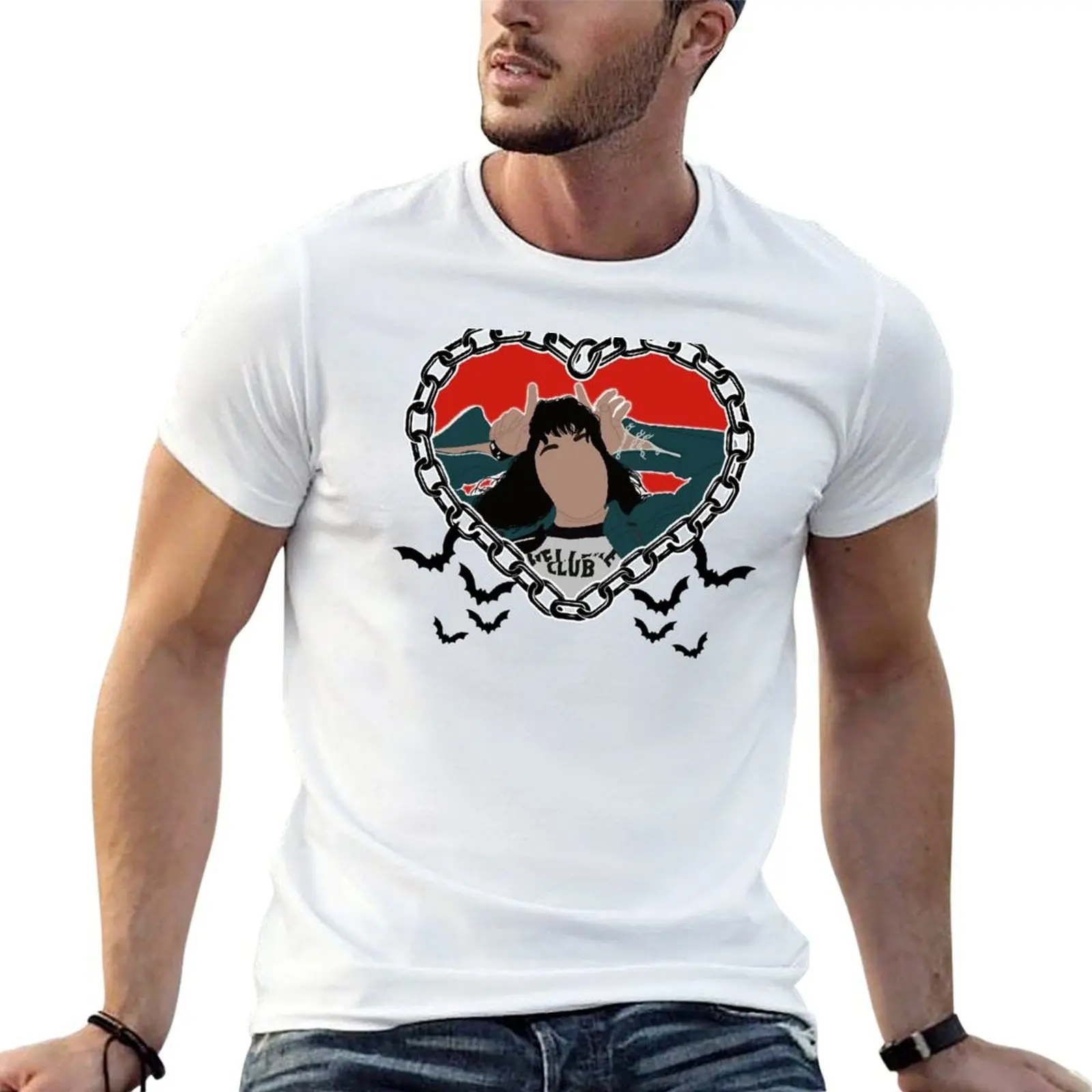 Eddie Munson The Freak T-Shirt Big and Tall Solid Color T-Shirt