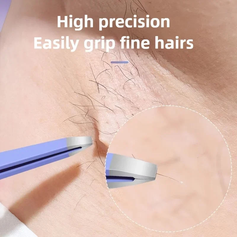 Pinça profissional de aço inoxidável para sobrancelha, 2 peças, ponta de precisão resistente para enxerto de sobrancelha, aplicação de cílios, cabelo indolor