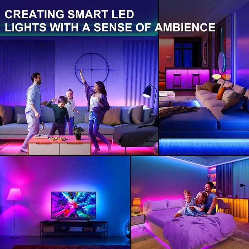 1-20M Led Light Strip with USB Plug 5050 Multicolor RGB TV Background Light Bar Game Room Family Party Decoration Night Light