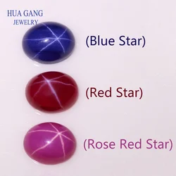 3x5-12x16mm Ovale Vorm Synthetische Rood Blauw Rose Ster Korund Stone Cabochon Vlakke Bodem Kralen Voor Sieraden Maken Diy Gems Stenen