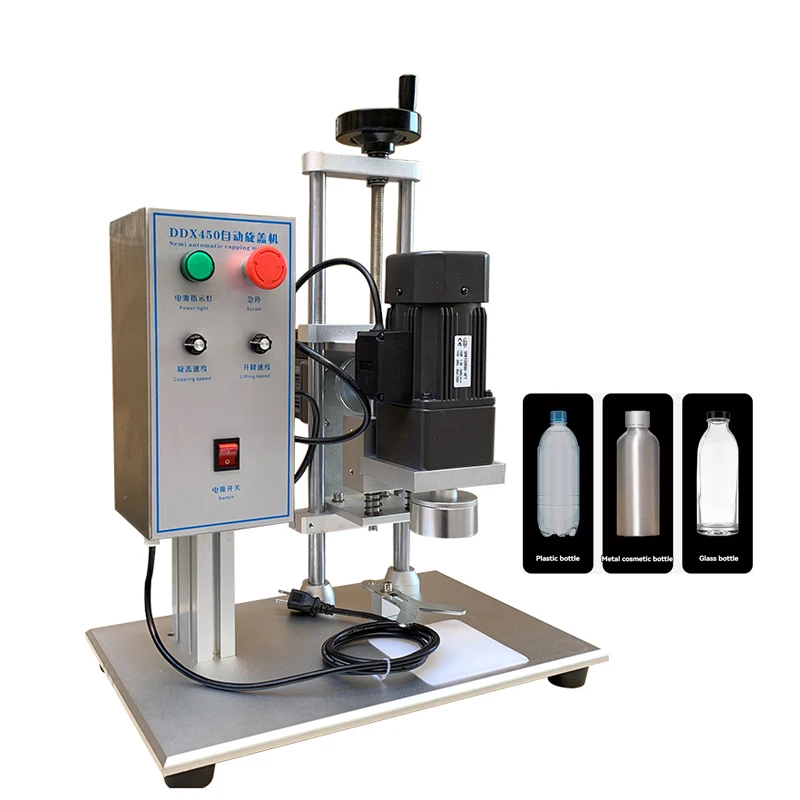 220V Automatic Electric Capping Machine Bottle Glass Plastic Juice Wine Water 10-50mm Bottle Width