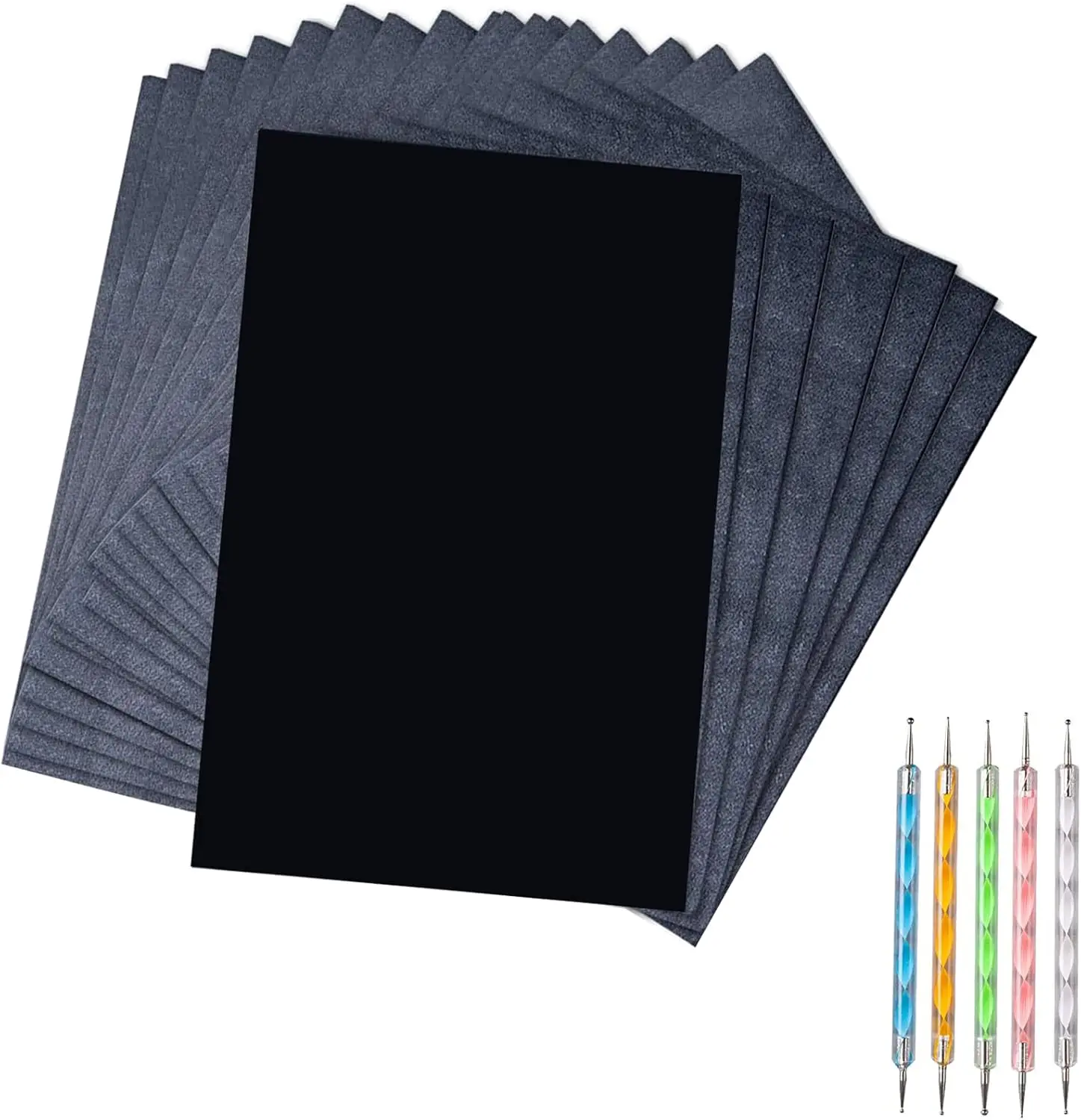 

50 Sheets Carbon Transfer Paper with 5 Ball Embossing Styluses for Wood Paper Canvas