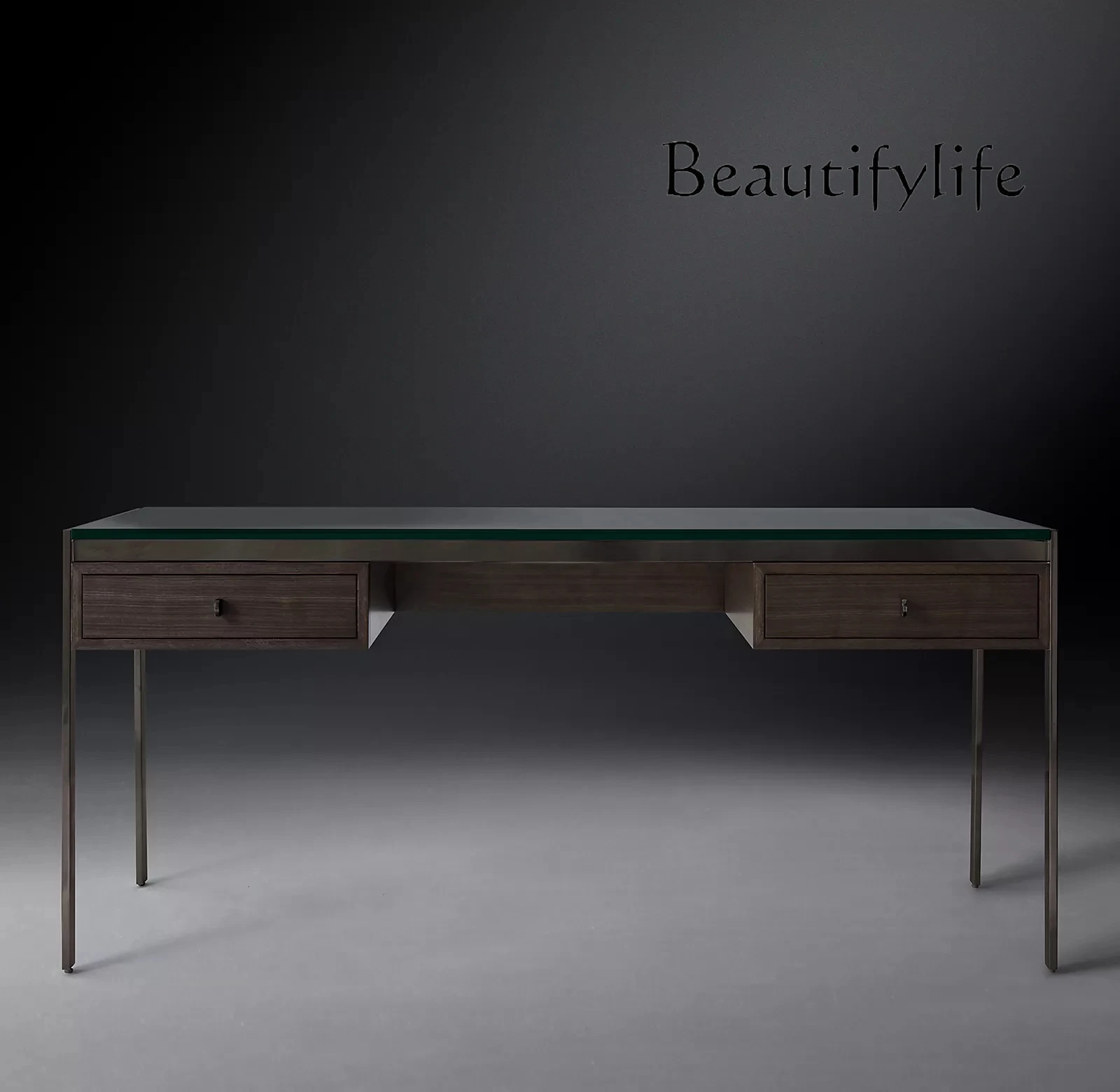 New solid wood desk simple modern metal glass study desk negotiation table