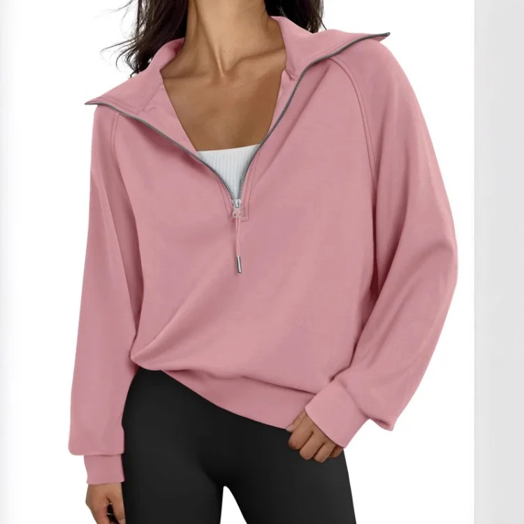 

Sueter Autumn Top Femme Fall Half-zipper Pullover Lapel Solid Color Office Commuting Versatile Long-sleeved Top Womens Clothing