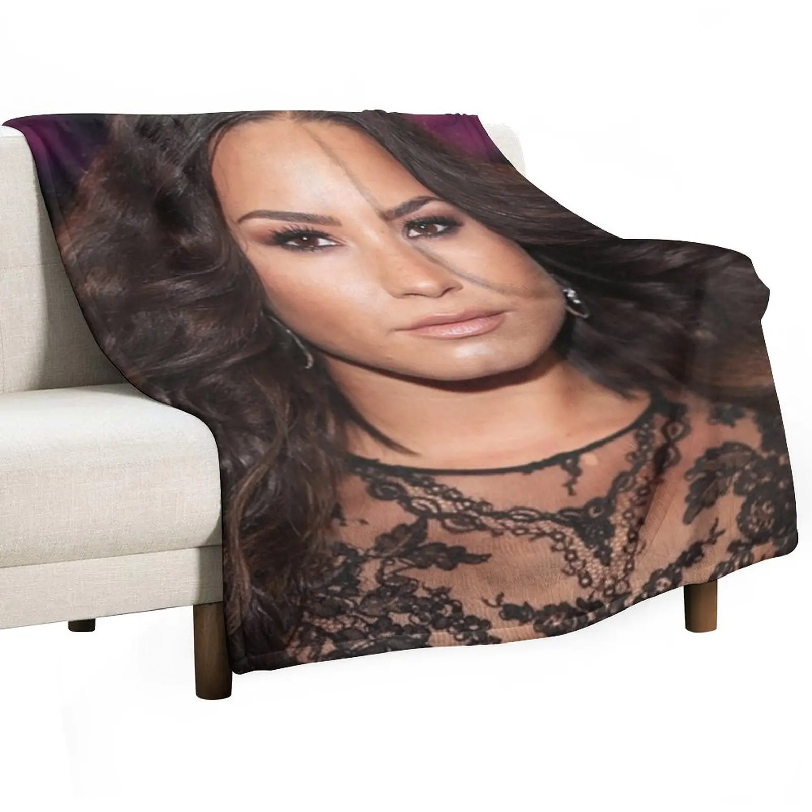 

Demi Lovato Paired a Beige Lip Throw Blanket Furrys Flannel Fabric wednesday Moving Blankets