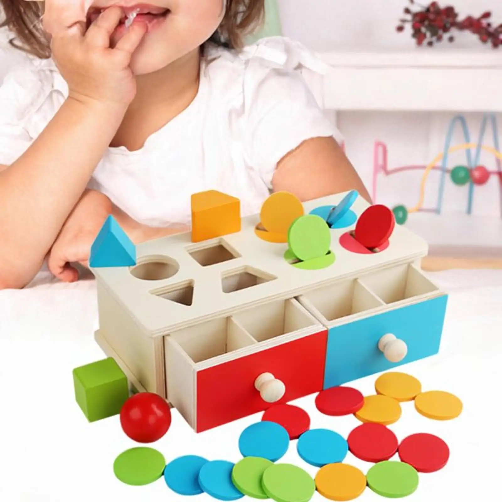 

Montessori Toys Coin Box Object Permanent Box for Babies 6-24 Months