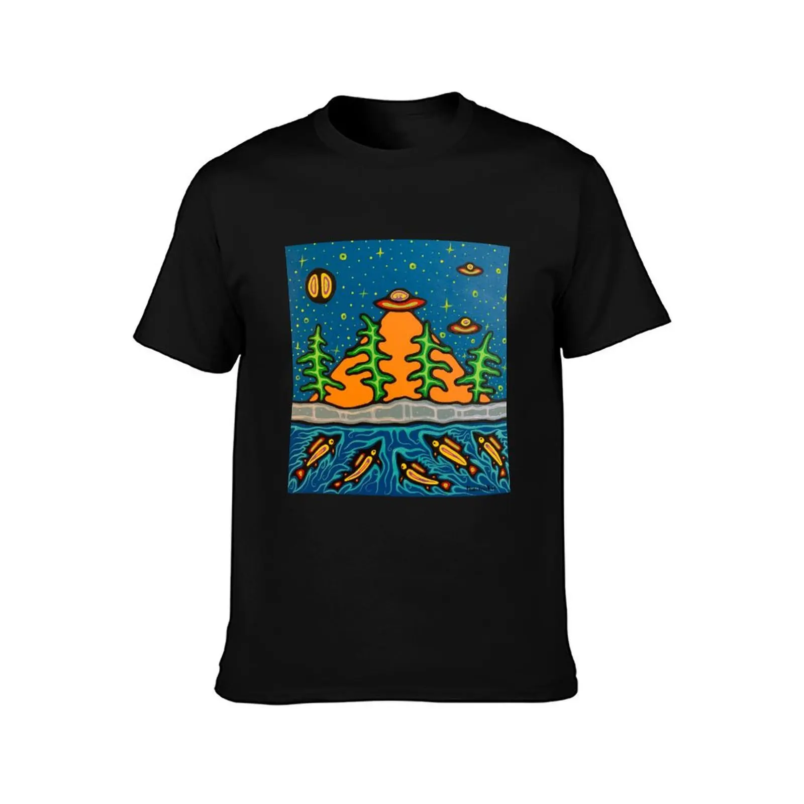 aliens and fish T-Shirt Work Basic Short Sleeve Top T-Shirt