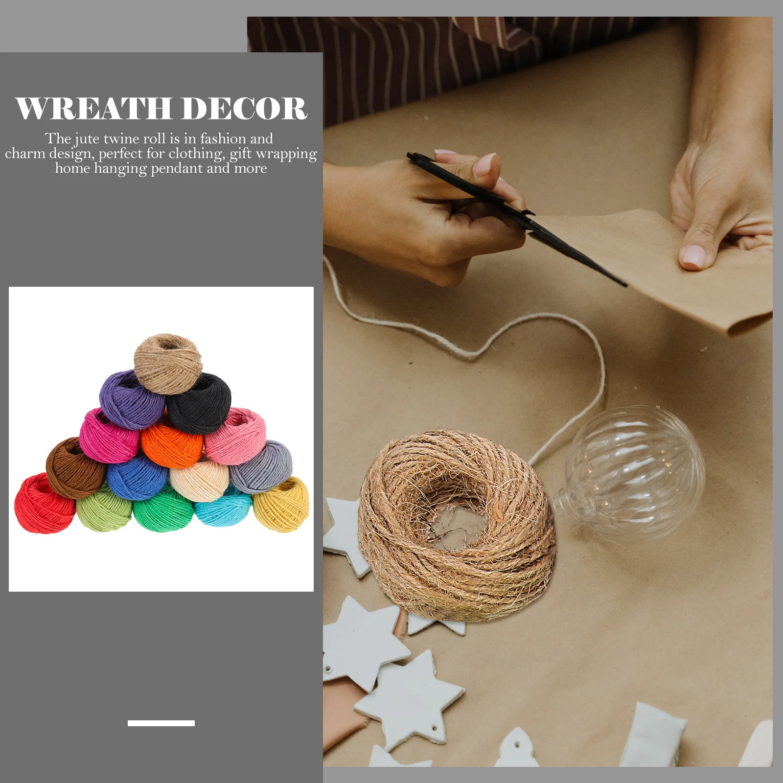 

15 Rolls Craft Jute String Colorful Natural Jute Twine for DIY Gift Packaging Handmade Wrapping String Party Hanging Pendant