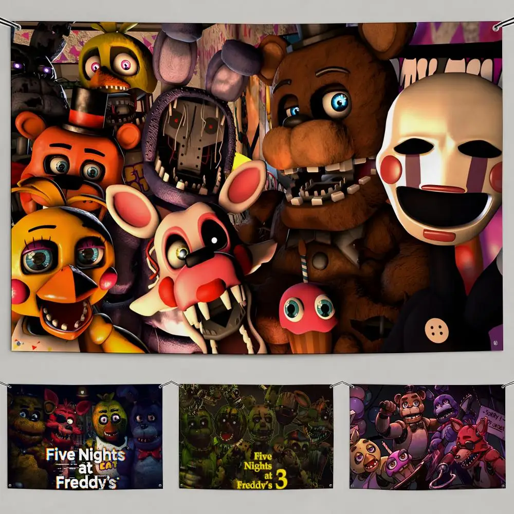 Game Five Nights at Freddy's Flags Flags Minimalist Fabric   Outdoor Garden Banner Hanging Sign for Shop Home Decor