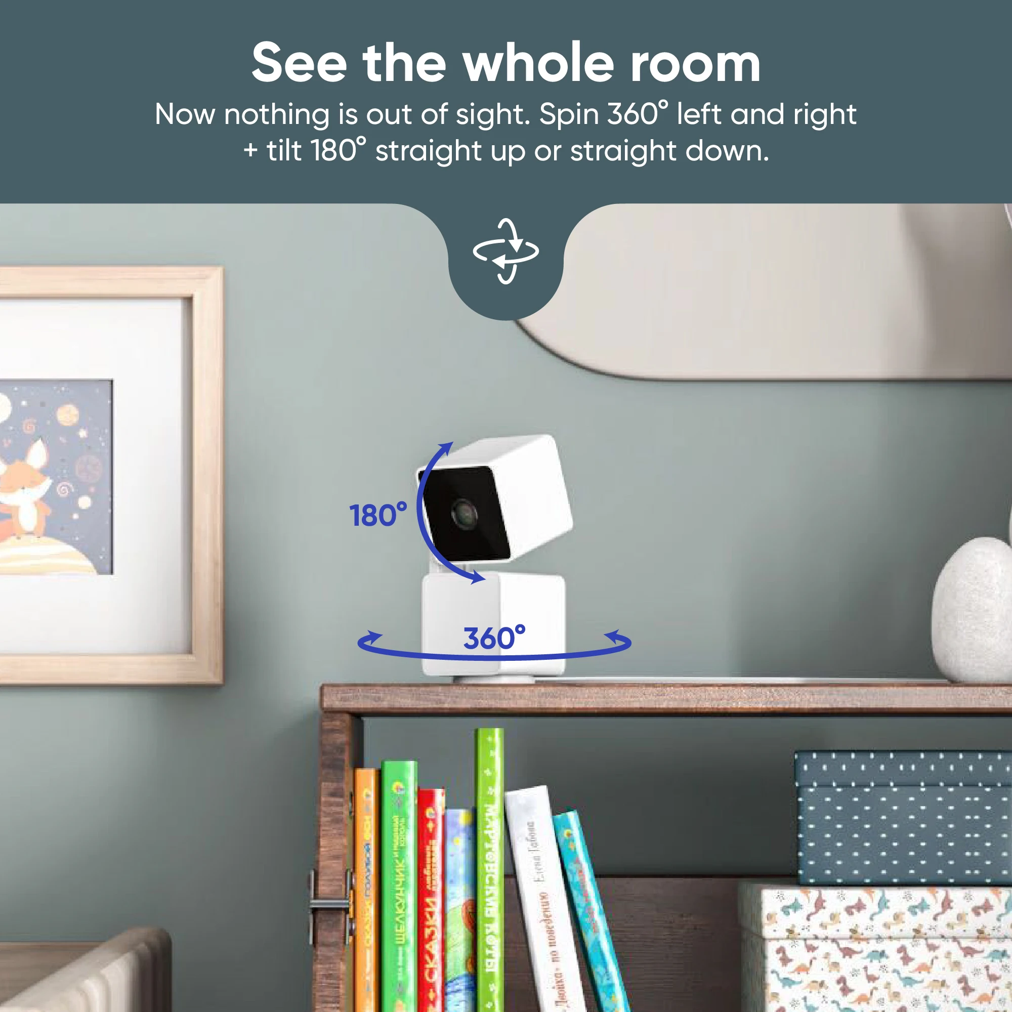 Wyze Cam Pan v3 스마트 보안 카메라, 실내 및 실외, 컬러 나이트 비전, 양방향 오디오, Alexa 및 Google Assistant와 연동, 1080p