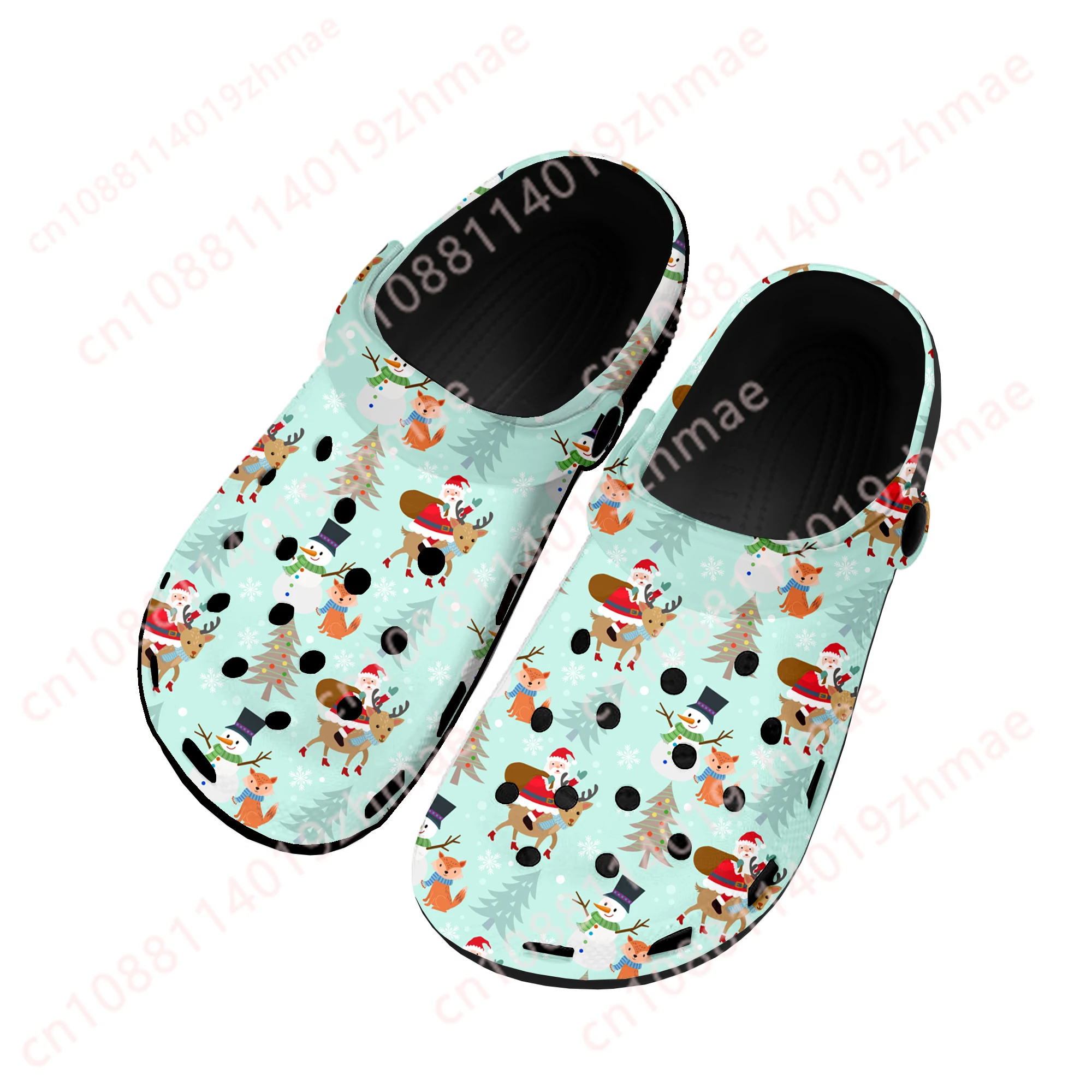 Merry Christmas Gift Santa Claus Home Clogs Custom Water Shoes Mens Womens Teenager Shoe Garden Clog Beach Hole Black Slippers