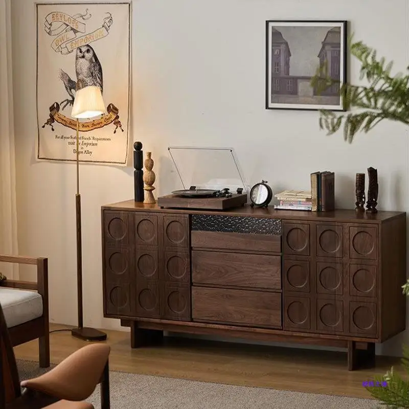 North American black walnut second-hand dining side retro simple storage tea solid wood entrance home combination living room