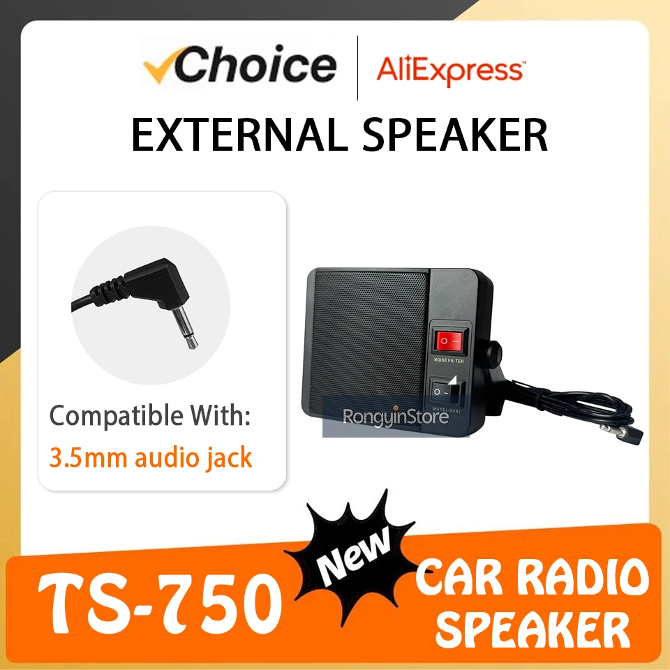 Altavoz Externo Resistente Diamond TS-750 de 3.5mm TS750 para Radios Móviles de Coche QYT YAESU ICOM KENWOOD CB Walkie Talkies