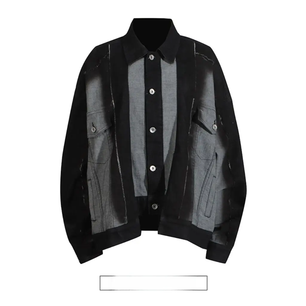 Women's European And American Fashion Personality Trendy Denim Jacket Color-Block Single-Breasted Design Autumn Top