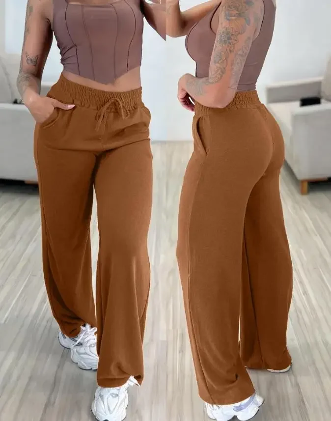 Woman Casual Tied Detail Pants with Pocket Temperament Commuting Summer 2025 New Daily Clothing Women's Fashion Trousers