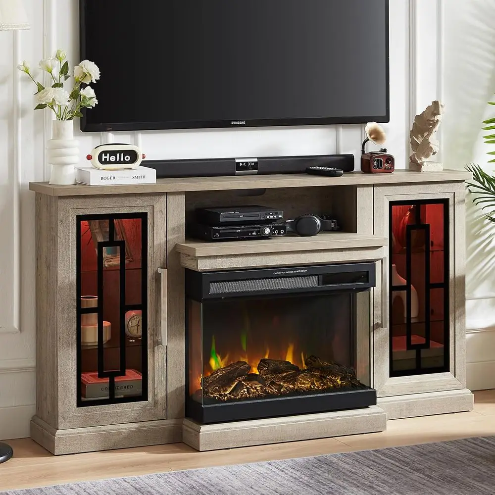 Stylish LED TV Stand with Glass Design