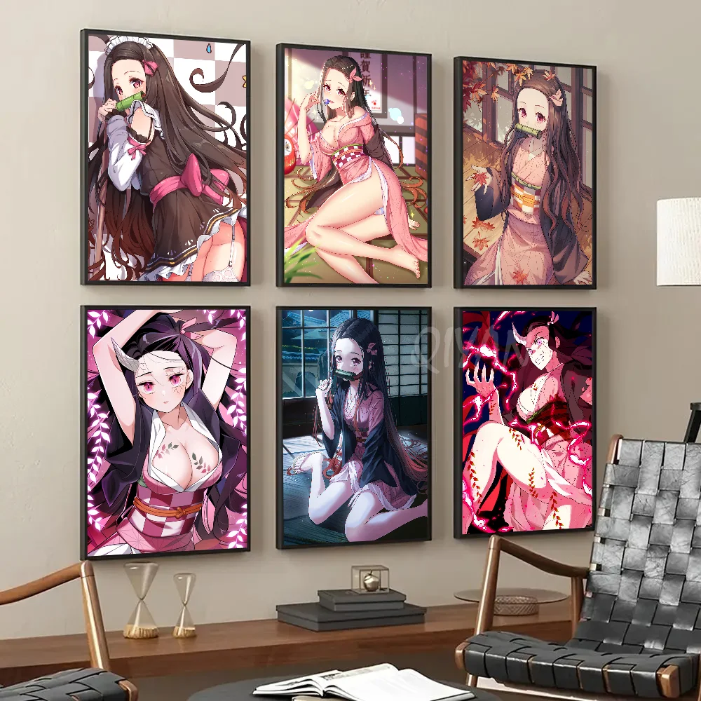 Japanese Anime Manga Demon Slayer Kamado Nezuko Poster Paper Print Home Living Room Bedroom Restaurant Cafe Art Painting Decor