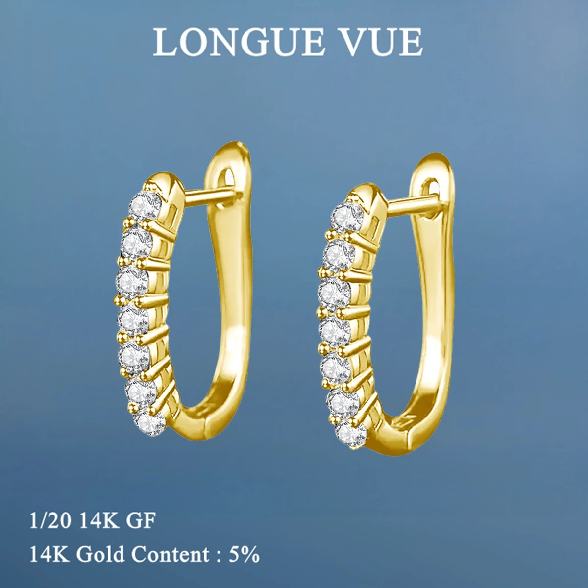U Shape 14K Gold Hoop Earings For Women AU585 K Gold Clip Ear Stud Fine Jewelry Wedding Valentine's Day Gift