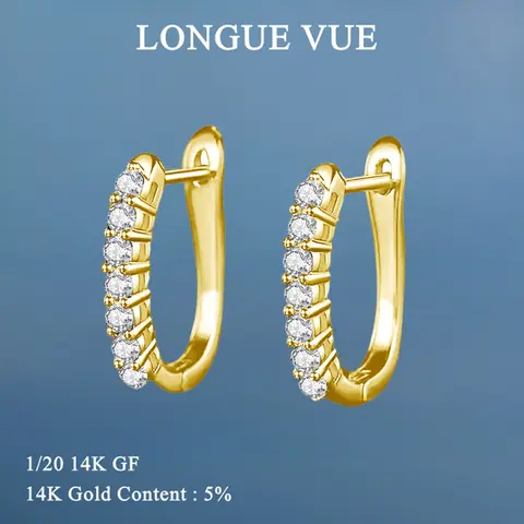 U Shape 14K Gold Hoop Earings For Women AU585 K Gold Clip Ear Stud Fine Jewelry Wedding Valentine's Day Gift