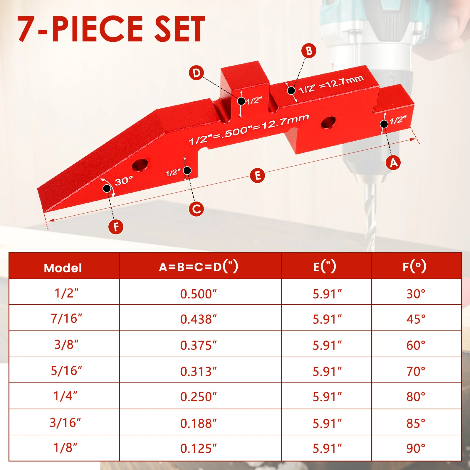 7 Buah Blok Pengaturan Meja Router Set Pengukur Tinggi Blok Pengaturan Kayu Aloi Aluminium dengan Label Terukir untuk Pertukangan