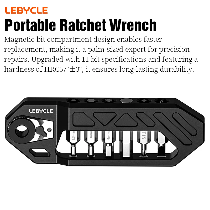 

Портативный двухсторонний магнитный ключ-трещотка LEBYCLE для велосипедов MTB и шоссейных велосипедов, 11 насадок