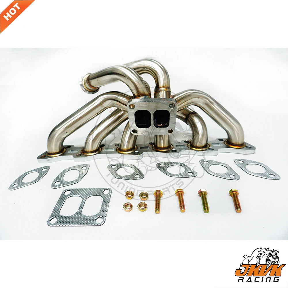 JKVK RACING SS304 3mm thick steam pipe 240sx S13S14 R31 R32 RB20DET RB25DET Top Mount Manifold T4 TWIN SCROLL Flange With  89-99