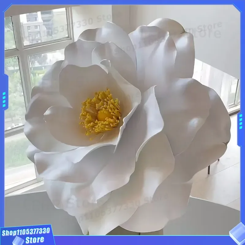 Large Handmade Camellia Simulation Flower Outdoor Waterproof Artificial Bloom Meichen Decor for Garden Patio Wedding Party